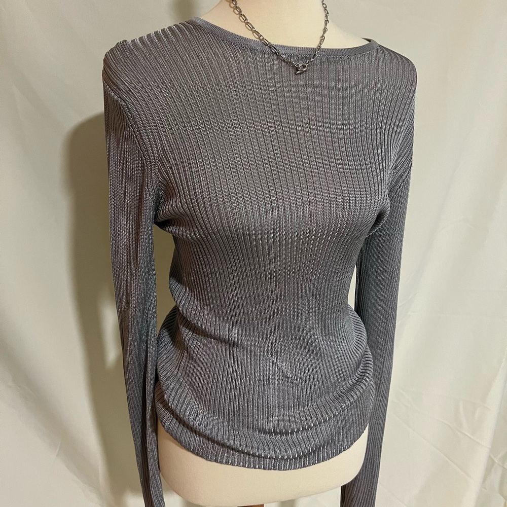 Mech feeling silver loose fitting fun long sleeve shirt. Size L Brand INC.